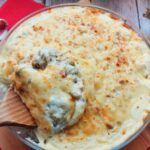 Macarrão com frango gratinado